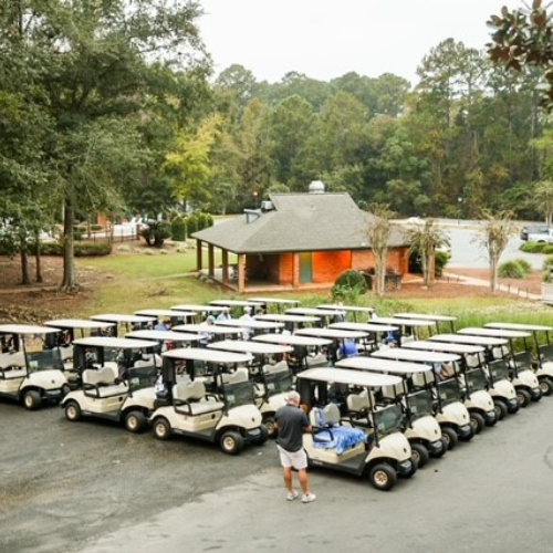 4 rows of golf carts
